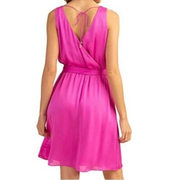 Trina Turk Pink Planetary Mini Dress Faux Wrap Sash Belt Size Small NWT - Picture 5 of 12
